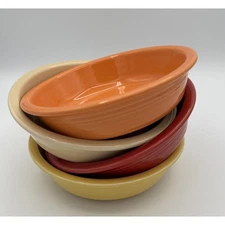 Fiesta Ware four 4-Cereal Soup Bowl USA Sunflower Ivory Tangerine Scarlet 6 7/8"
