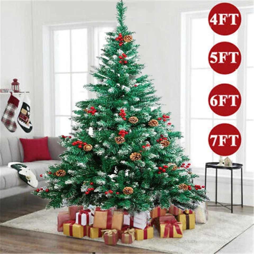 Realistic Spruce Artificial Holiday Christmas Tree with LED Lights & Metal Stand - Image 4 of 4