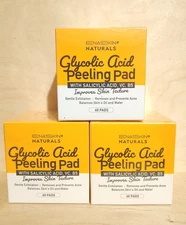 3 Pack Glycolic Acid Peeling Pads with Salicylic, VC, B5 60 Pads Exp 9/27