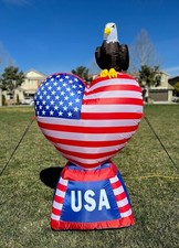 5 Foot Tall Patriotic Independence Day 4th of July Inflatable Love Heart with...