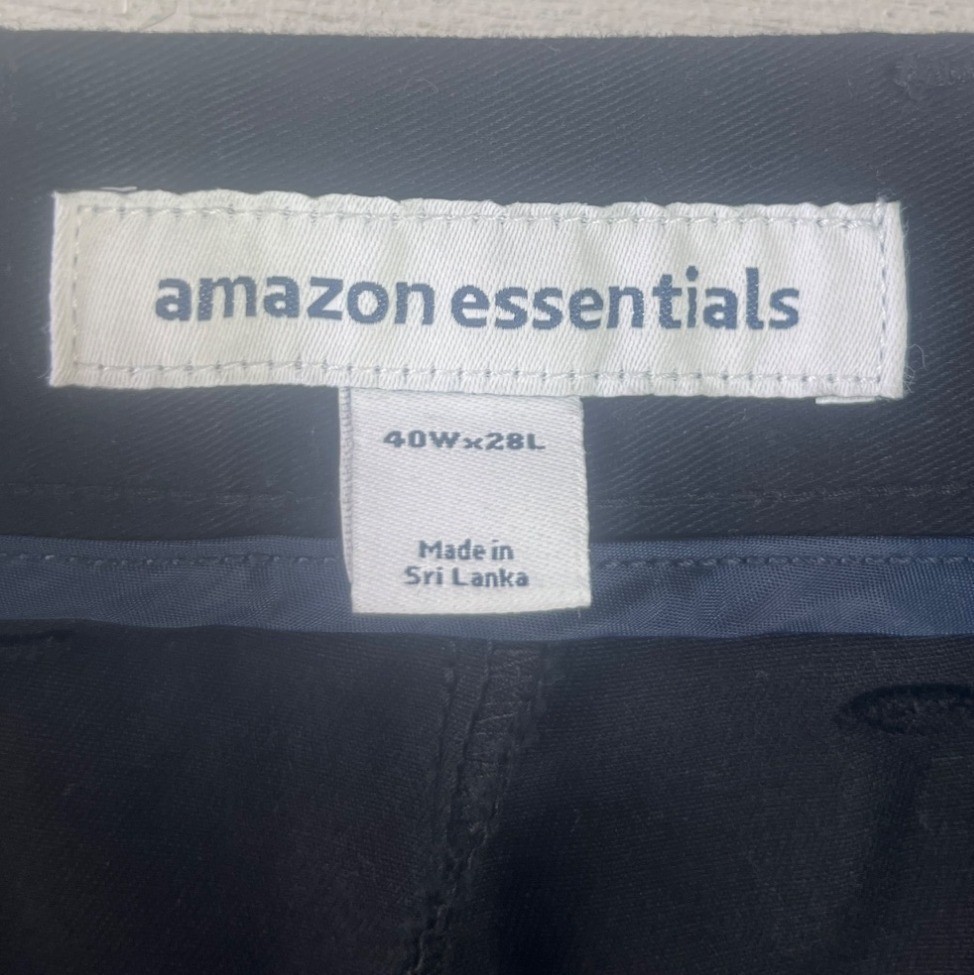 Essentials Classic Fit Pants Mens 40 x 28 Black New WOT