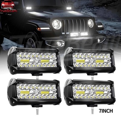 4PCS 7 inch LED Work Light Spot Flood Combo Driving Fog Light For SUV Offroad