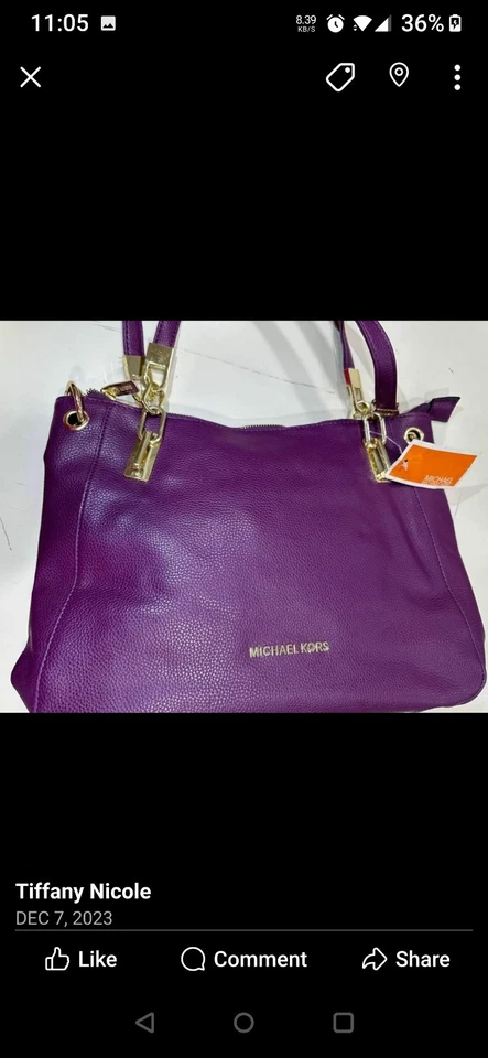 Cartera de cuero morado para mujer Foto 3 de 3