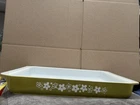 Vintage 993 Pyrex Crazy Daisy Spring Blossom Green Lasagna Dish