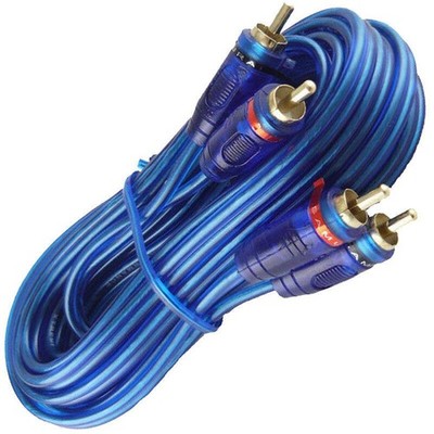 Absolute RCA20 20 Ft 2 Male to 2 Male 2-Channel Blue Twisted Car Amplifier