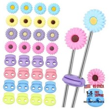 32 Pcs Knitting Needle Stoppers, Daisy Flower Silicone Knitting Stoppers 