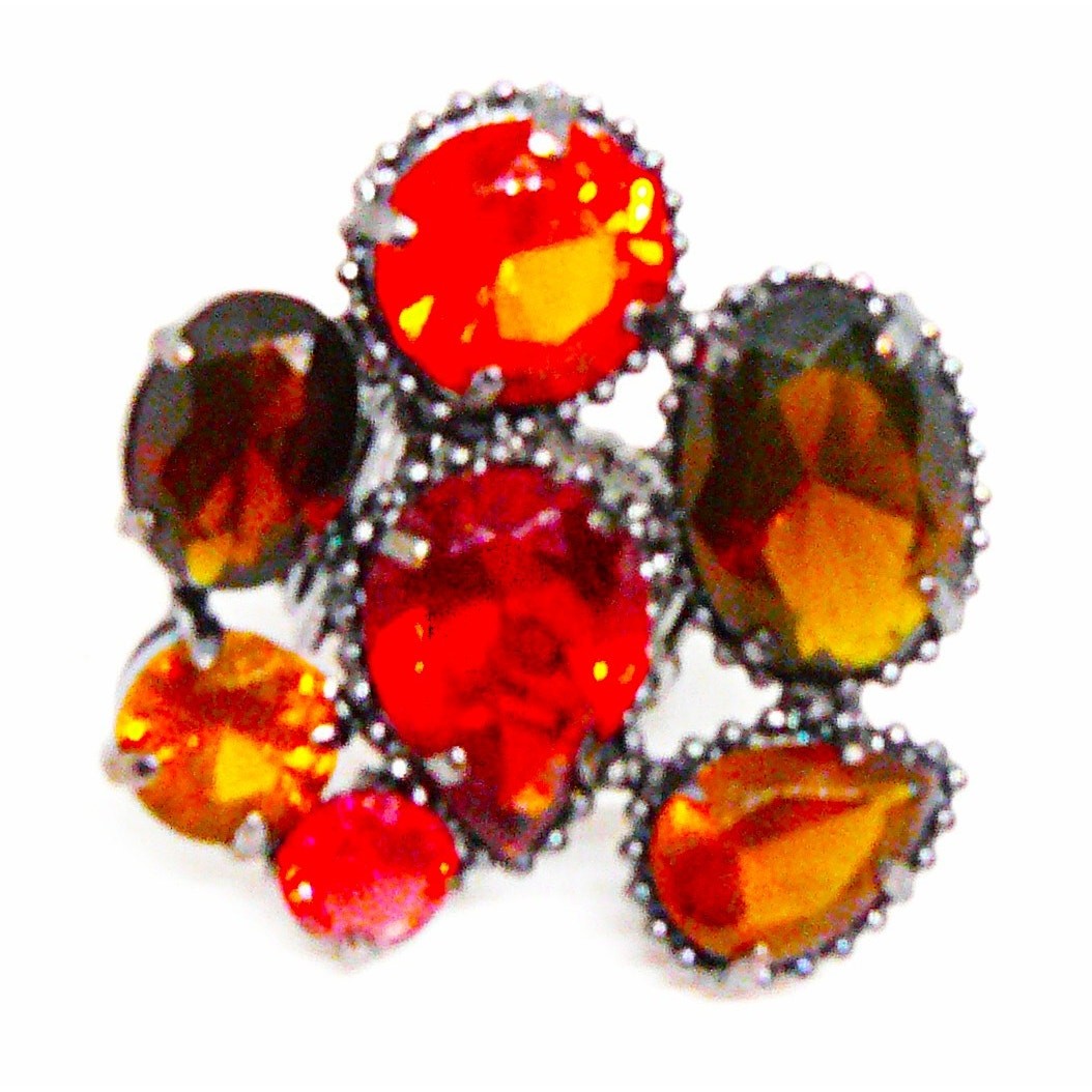 Vintage Chicos Rhinestone Statement Ring Multicol… - image 3