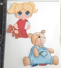 Lot of 2 Baby Girl Sleeper Teddy Bear Overalls SINGLE LAYER Embellishments 1091