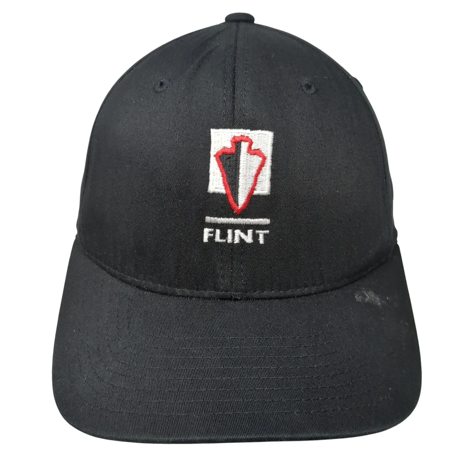 Flint Fitted Baseball Hat Black One Size Embroidered Flexfit Port Authority