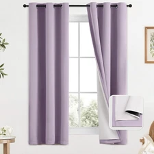 COSVIYA Lilac 100% Blackout Curtains for Bedroom, 2 Thick Layers Full Room