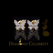 Women's 0.17ct Cubic Zirconia Butterfly Stud Earrings Yellow 925 Sterling Silver