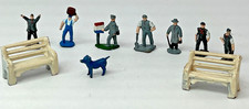 Lot of 10 Vintage Metal Railroad Workers Postman Dog Bench Figures