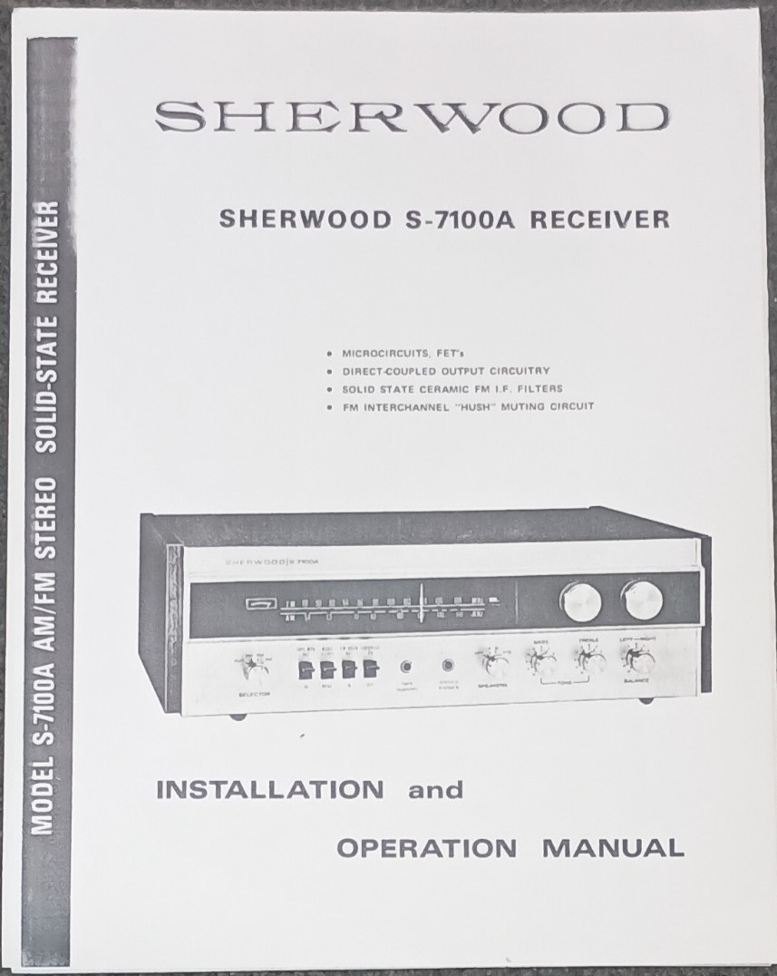 SHERWOOD S-7100A Receiver Owners Manual Photocopy