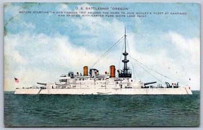 K35/ U.S. Navy Ship Postcard c1910 Battleship Oregon Great White Fleet 471