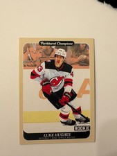 2023-24 Parkhurst Champions Luke Hughes Rookie Card RC SP New Jersey Devils #302. rookie card picture