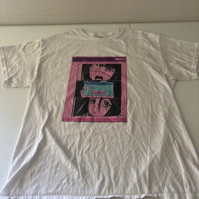 Cyber Girl Anime Manga Large L White T Shirt Y2K Retro Computer Error Fail