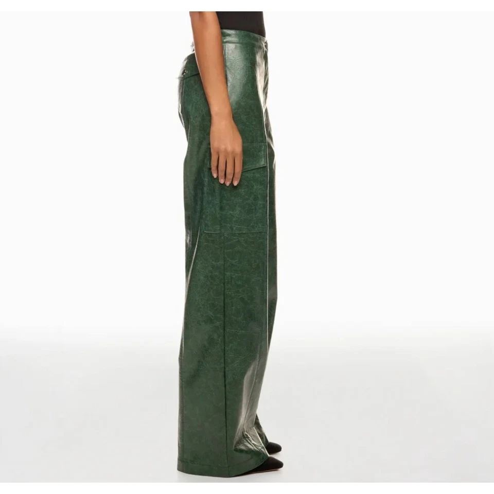 Pantalón de cuero sintético Baum und Horsegarten talla 6 pierna ancha cargo cocodrilo diseñador $280 Foto 2 de 4