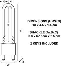 Master Lock 1950EURD Key Padlock with Adjustable Shackle from 6 to 15 Cm, Gol...