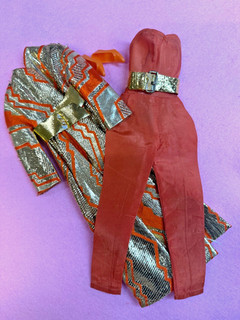 BARBIE Vintage DINNER AT EIGHT Jumpsuit Goldswinger Jacket Belt and Shoes