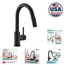 Bar Sink Faucet Matte Black Single Hole Pull Down Sprayer 1.6 GPM 304 Stainless