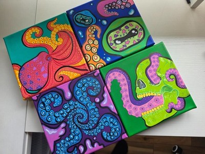 Davy Jones' Locker Collection - Strange And Deranged Art - 6x6 Canvas Paintings