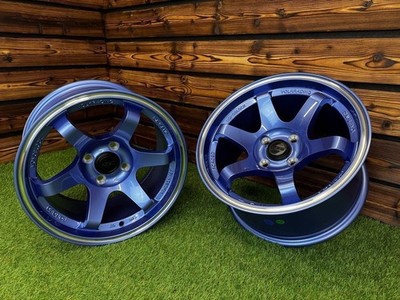 4x R15 Inch 4x100 Volk Te37 Style Blue + Polished Lip Wheels: Fits Für 3 Serie