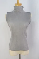 ISSEY MIYAKE Gray Pleats High Neck Sleeveless Top 032 9539
