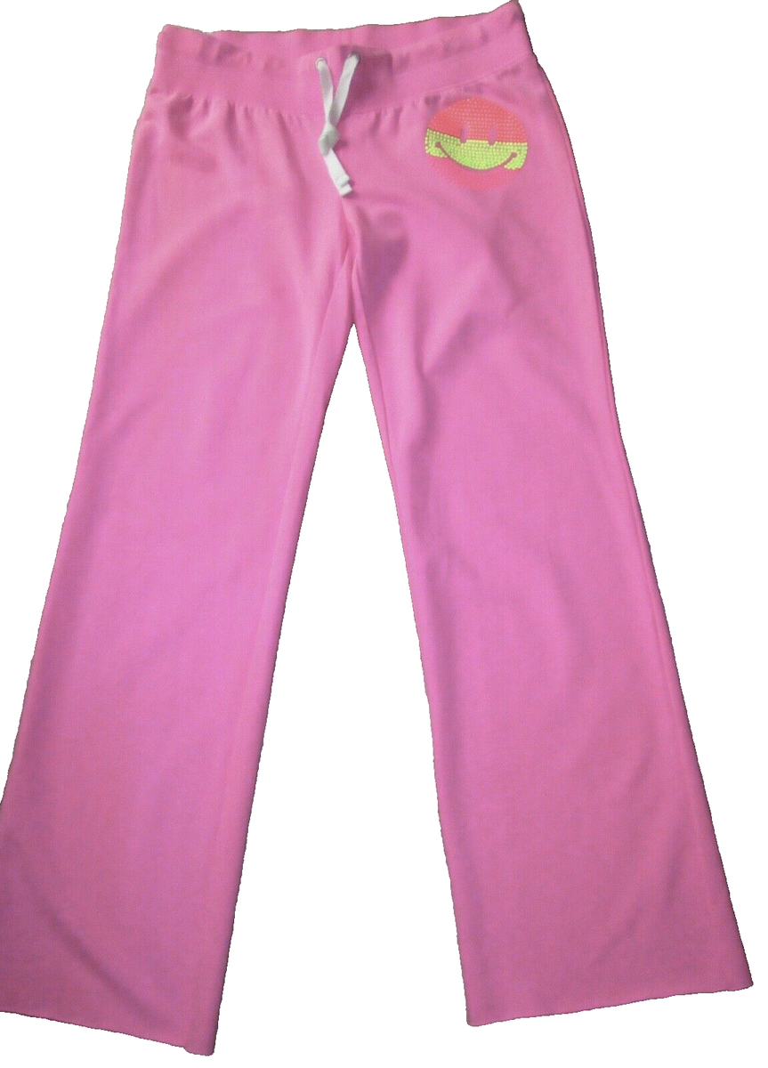 JOE BOXER SMILEY FACE PURPLE/PINK SWEATPANTS/LOUNGE WIDE LEG RAW