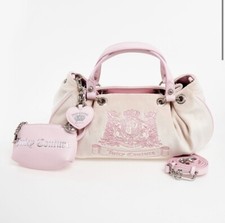 Juicy Couture Pink / Beige Twig Dogs M Double Handle Bag 