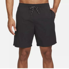 NEW Lands' End Mens M Black Swim Shorts With UPF 50 Quick Dry Built-In Boxer