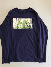 Realtree T Shirt Men's Medium Antler Logo Navy Blue Long Sleeve Hunting Tee