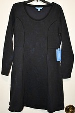 Simply Vera Women's Blue Marbled Textured Long Sleeve A-Line Dress Size Large