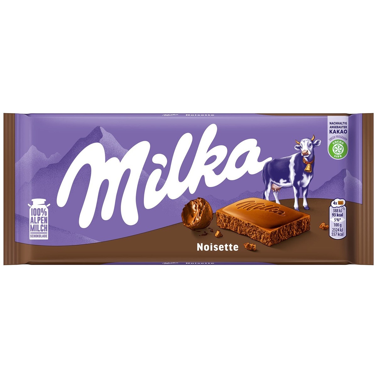Pack of 24) Milka Noisette Alpine Milk Chocolate Bars 24x90g /Full