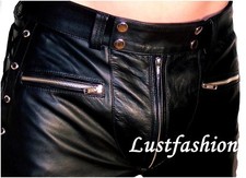 LEDERHOSE schwarz Schnürjeans neu Schnürlederhose Designer Lederjeans leather