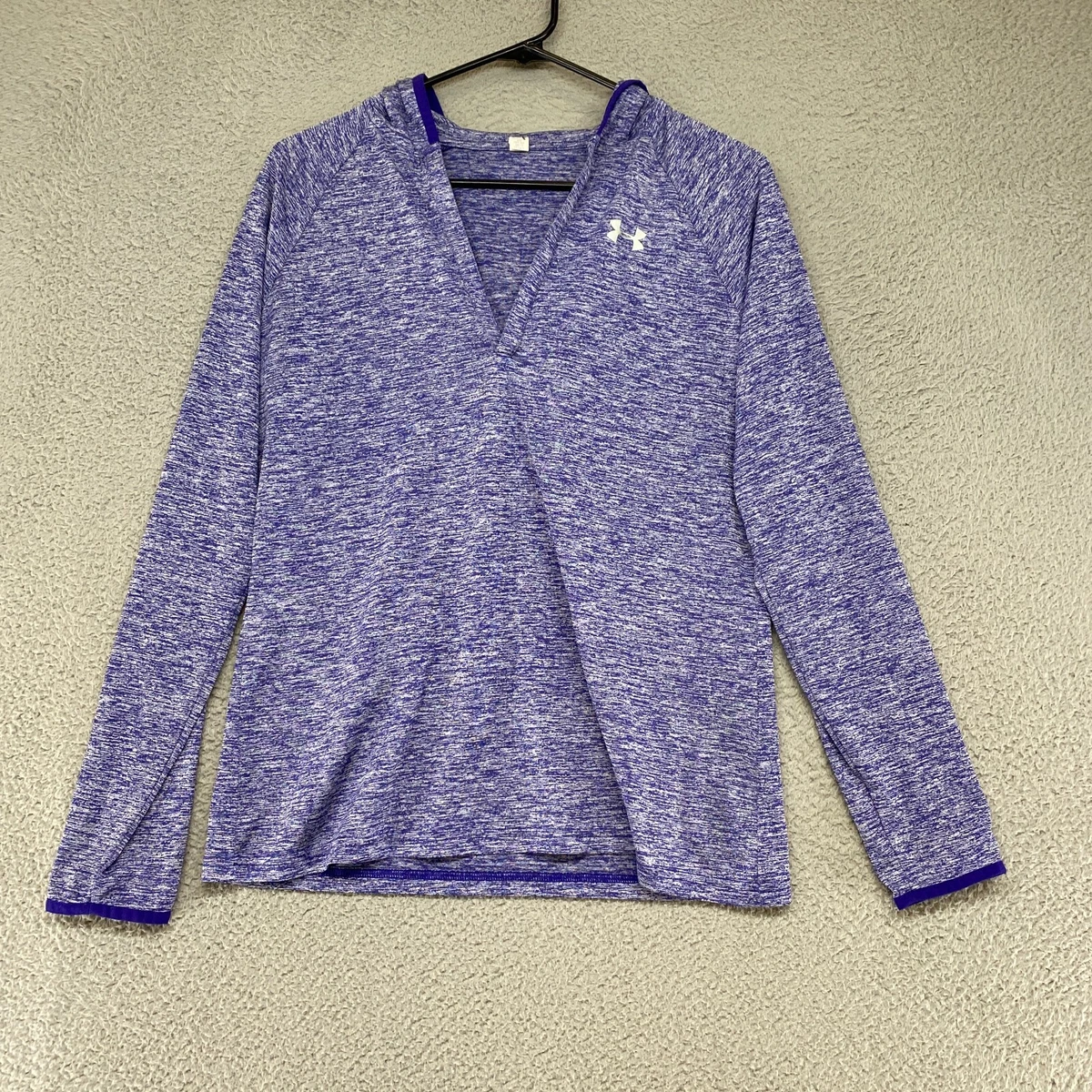 Under Armour Hoodie Womens Medium V Neck Henley Purple Lightweight