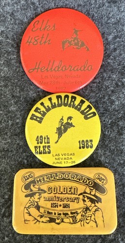 ELKS Helldorado 1982-84 Las Vegas Nevada Rodeo Bucking Bronco Pin Pinback Button - Picture 12 of 21