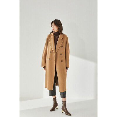 Womens 100% camel cashmere Wool Double Breasted Mid Long Womens 100% camel cashmere Wool Double Breasted Mid Long