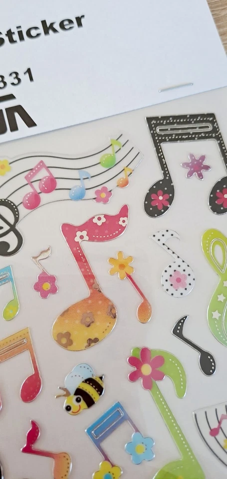 Hobby Fun Sticker Bogen *Noten* bunt, Dekoration, kleben, Musik, Chor, HF 99 - Bild 2 von 2