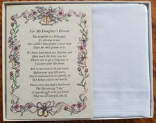 Groom Hankie Handkerchief Son-In-Law Wedding Poem Gift Favor Daughter Parent 140