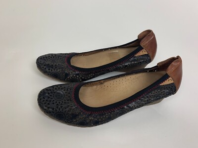 Citygate Designer Black Leather Perforated Medallion Wedge Heels Shoes 41 10