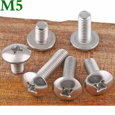 M5 - 0.8 316 Stainless Steel Phillips Truss Head Machine Screws Bolts Wide A4-70