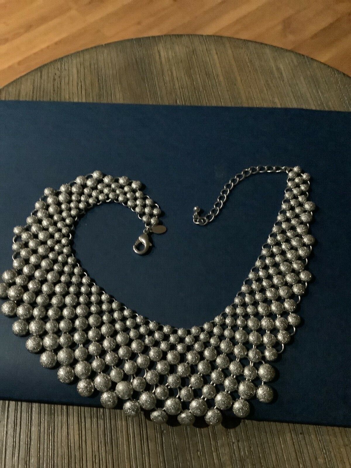 Chico's Silvertone Beaded Bib Statement Necklace - image 2