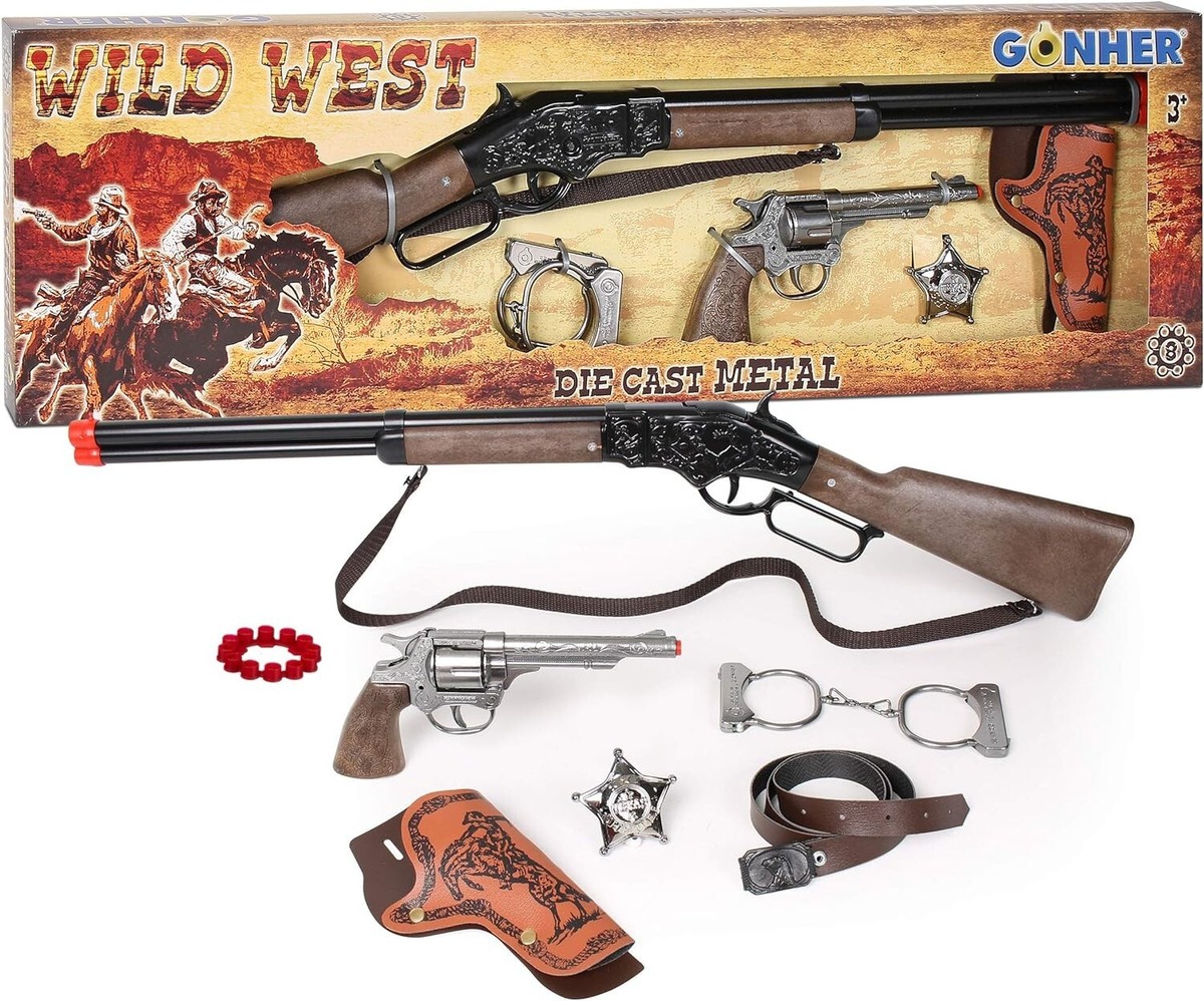 Pack 2 Pistolas Con Funda Marrón Cowboy Juguetes Insigna Che | Cuotas - Foto 7