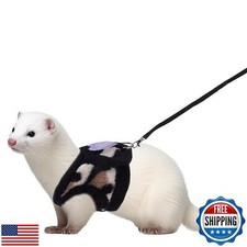 Small Animal Harness and Leash Set, Leopard Print Ferret Leash and Harness So