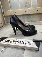 Salvatore Ferragamo Women shoes US 7M Open Toe High Party Heels Black Leather