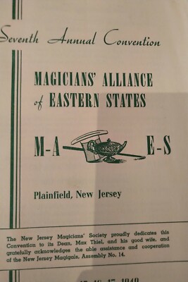 Magicians Alliance 1949 Original Meeting Flyer 1949