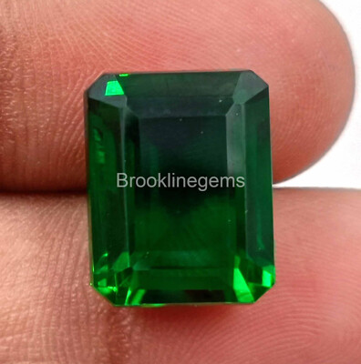 Natural EGl Certified 15Ct Green Emerald Zambia Emerald Cut 12x9mm Gemstone 4JKH