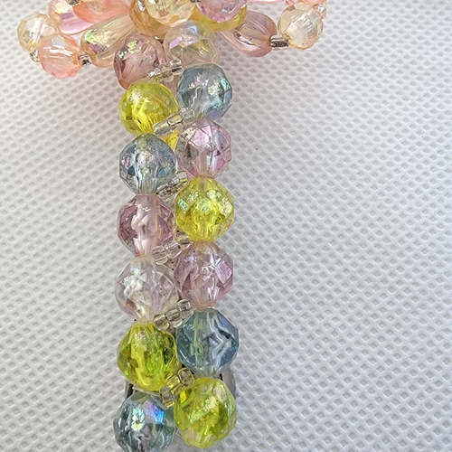Vintage Pink Multicolor Flower Floral Bead (3-1/2" x 1-3/4") Hair Barrette Clip - Picture 3 of 16