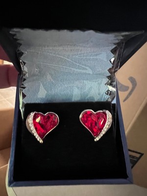 Red Heart Austrian Crystal Rose Gold Plated Stud Earrings