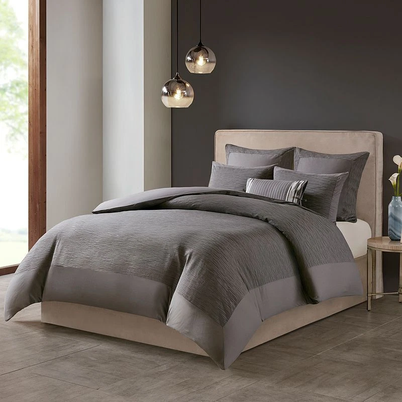 Juego de edredón de 3 piezas teñido con hilo mezcla de algodón Hanae King - N Natori NS10-3250 Foto 2 de 2